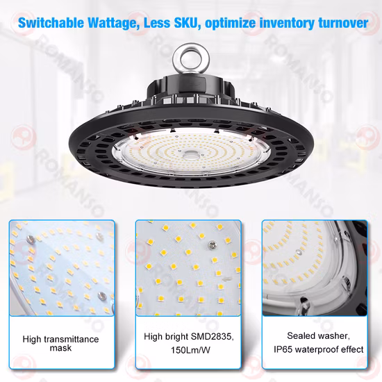 Торговый центр 3000K~6000K Romanso China UFO High Bay Lighting Switchable ODM мощности